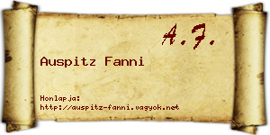 Auspitz Fanni névjegykártya